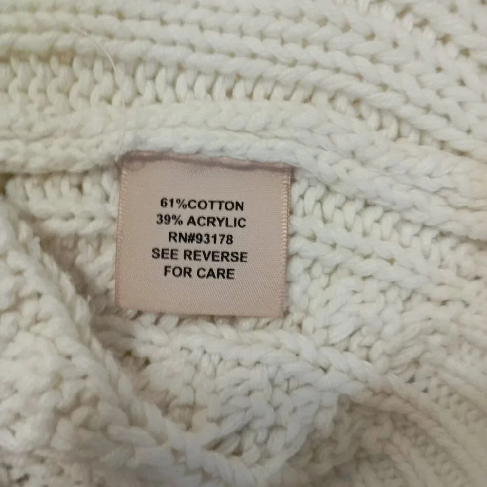 Philosophy Sweater Size S White Cable Knit V-Neck 61% Cotton Blend Womens - Picture 5 of 10